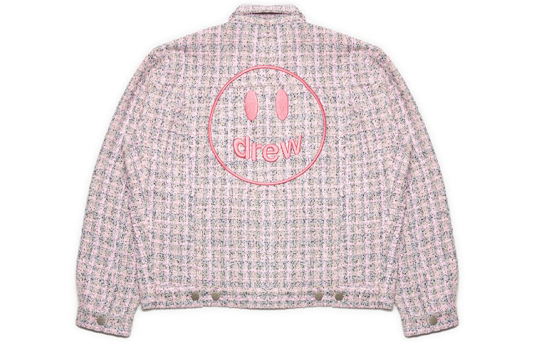 Lookbook Drew House Jaket Trucker Oversized Pink Unisex Smiley Boucle Mascot SS22. DR-SS22-436