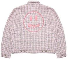 Lookbook Drew House SS22 Smiley Boucle Mascot Oversized Pink Unisex Trucker Jacket. DR-SS22-436