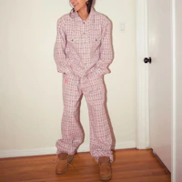 Sizing Drew House SS22 Smiley Boucle Mascot Oversized Pink Unisex Trucker Jacket. DR-SS22-436