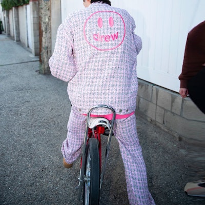 Drew House Jaket Trucker Oversized Pink Unisex Smiley Boucle Mascot SS22. DR-SS22-436 2