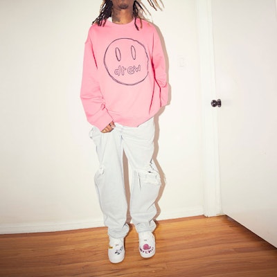 Drew House SS22 Smiley Carpenter Jeans Biru Vintage Indigo Unisex. DR-SS22-122 Cheap Drew House SS22 Smiley Carpenter Jeans Biru Vintage Indigo Unisex. DR-SS22-122