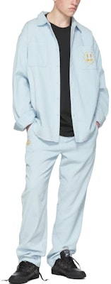 드류 하우스 SS22 스마일리 코듀로이 라이트 블루 남성 스트레이트 핏 캐주얼 팬츠. DR-SS22-149 Shop 드류 하우스 SS22 스마일리 코듀로이 라이트 블루 남성 스트레이트 핏 캐주얼 팬츠. DR-SS22-149