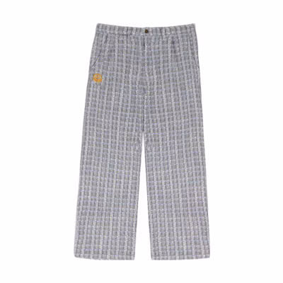 Drew House SS23 Boucle Wide Leg Pleated Trousers Unisex - Blue. DH-SS23-008