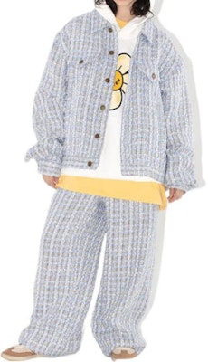 Drew House SS23 笑臉寬鬆羊毛外套 男女同款 藍色 DH-SS23-007 Details for Drew House SS23 笑臉寬鬆羊毛外套 男女同款 藍色 DH-SS23-007