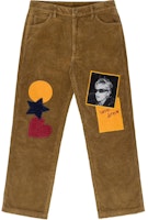 Drew House SS24 Distressed Corduroy Embroidered Pants Unisex Red Brown DH-14-511 Drew House SS24 Distressed Corduroy Embroidered Pants Unisex Red Brown DH-14-511