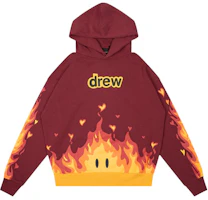 Drew House SS25 Flame Print Relaxed Fit Hoodie Unisex - Wine Red DH-VF31121-FIBG Drew House SS25 Flame Print Relaxed Fit Hoodie Unisex - Wine Red DH-VF31121-FIBG
