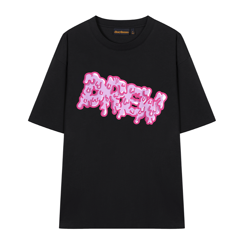 Drew House SS25 Letter Print Oversized Casual T-Shirt Unisex Short Sleeve Tee DH-HJ2510-BK