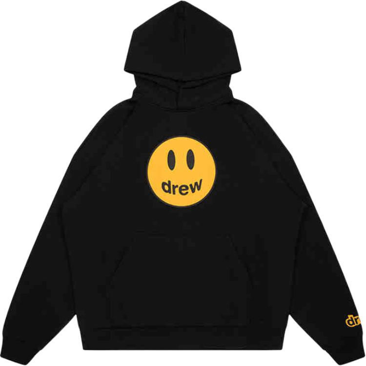 Order Drew House SS25 Smiley Face Kangaroo Pocket Hoodie Unisex. DH-HJ2522-BK