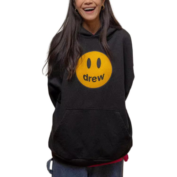 Purchase Drew House SS25 Smiley Face Kangaroo Pocket Hoodie Unisex. DH-HJ2522-BK