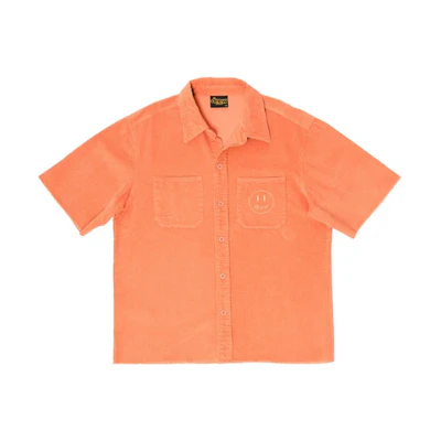 Drew House SS Corduroy Shirt Unisex Peach Orange Short Sleeve Shirt. DR-SS21-97