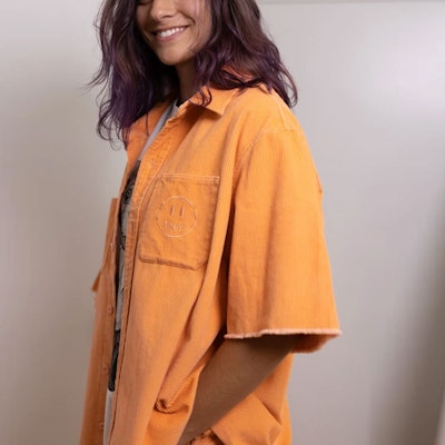 Drew House Baju Unisex Corduroy Lengan Pendek Peach Orange. DR-SS21-97 Shop Drew House Baju Unisex Corduroy Lengan Pendek Peach Orange. DR-SS21-97