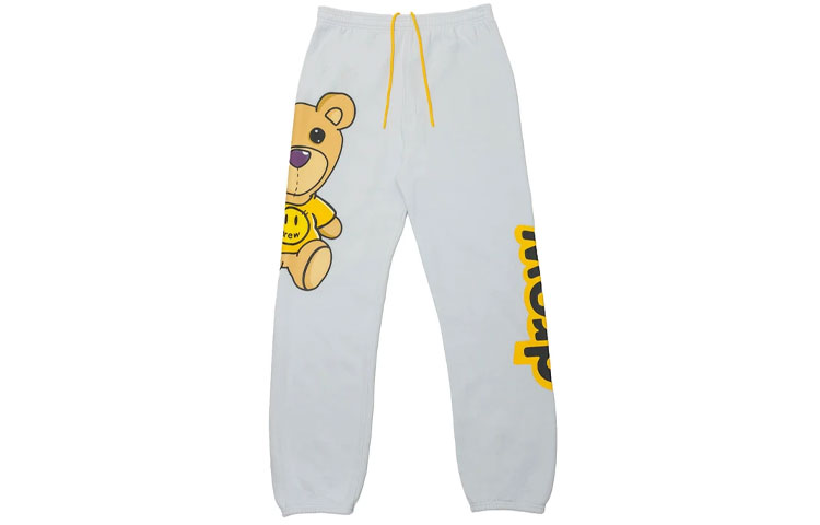 Drew House Teddy Series Sweatpants Logo Knit Joggers Unisex Light Blue. DR-SS21-142