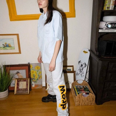 Drew House 泰迪系列標誌針織男女同款休閒運動褲 淺藍色 DR-SS21-142 1