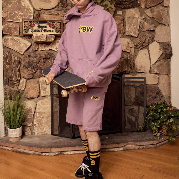 Details for Drew House 男女同款休闲运动短裤 浅紫色 DR-FW20-186