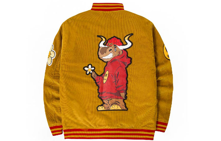 Drew House Varsity Jacket Smile Face Corduroy China Exclusive Dijon Unisex DH-C6392-OXDI