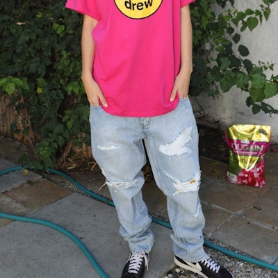 Drew House Jeans Denim Biru Lusuh Distressed DR-FW22-201 Lookbook Drew House Jeans Denim Biru Lusuh Distressed DR-FW22-201