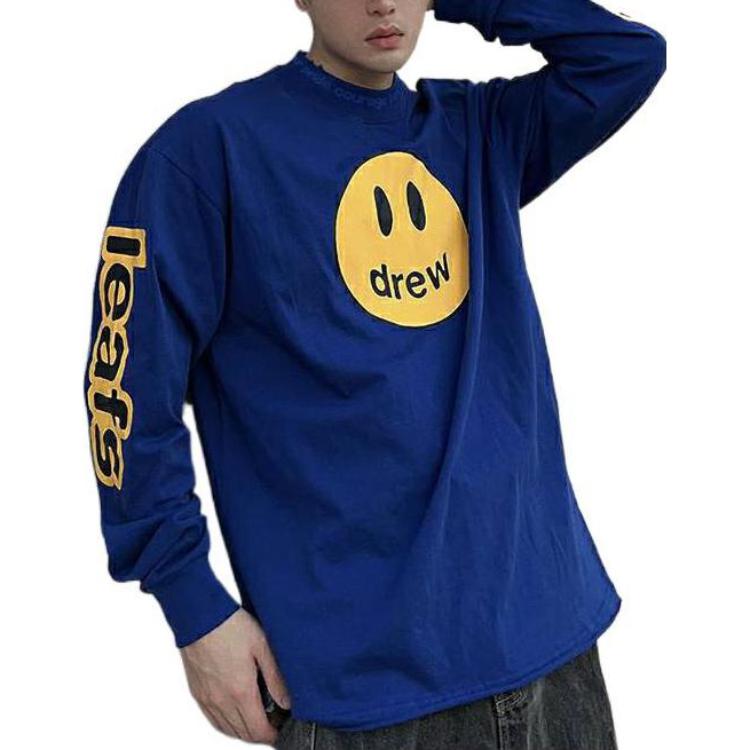 Shop ドリューハウス×メープルリーフ FW22 ロゴスマイルフェイスTシャツ ブルー 男女兼用。 DR-FW22-256