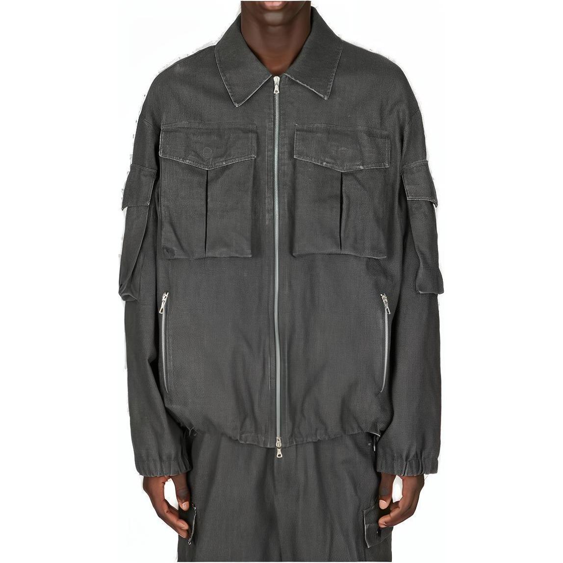 DRIES VAN NOTEN Grey Zip-Up Loose-Fit Long Sleeve Jacket 2410205098372605