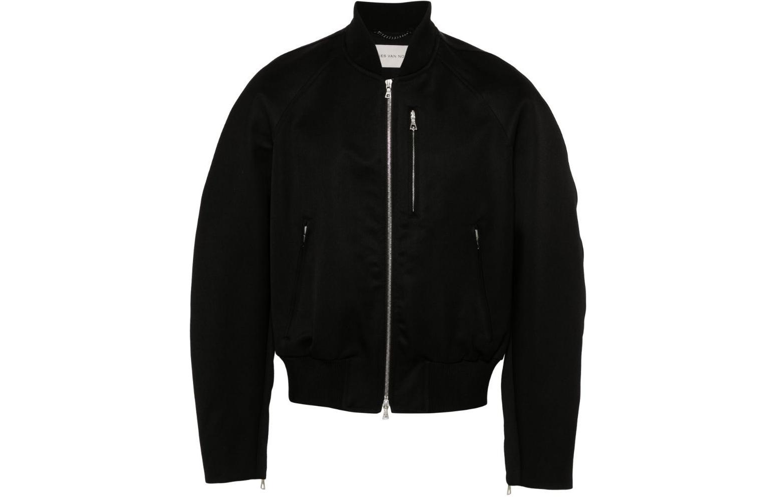 DRIES VAN NOTEN SS24 Black Solid Zip Jacket with Side Pockets 2410205158370