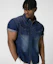 Order DRIX Rain Slub Muscle Fit Denim Short Sleeve Shirt_Indigo Blue DRSSH01IDG