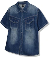 Lookbook DRIX Rain Slub Muscle Fit Denim Short Sleeve Shirt_Indigo Blue DRSSH01IDG