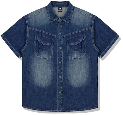 DRIX Rain Slub Muscle Fit Denim Short Sleeve Shirt_Indigo Blue DRSSH01IDG Shop DRIX Rain Slub Muscle Fit Denim Short Sleeve Shirt_Indigo Blue DRSSH01IDG