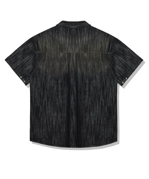 Purchase DRIX Rain Slub Muscle Fit Denim Short Sleeve Shirt - Normal Black DRSSH01BK