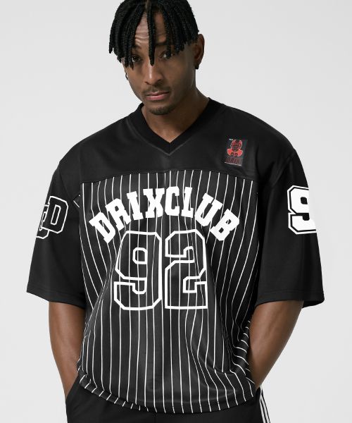 DRIX Rugby Stripe Mesh Jersey Half Sleeve - Black DRSST43BK