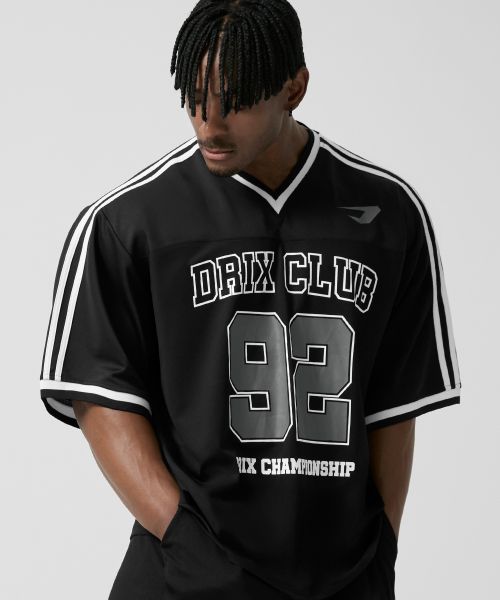 Order DRIX Rugby Track Oversized Mesh Jersey Half Sleeve_Black DRSST51BK