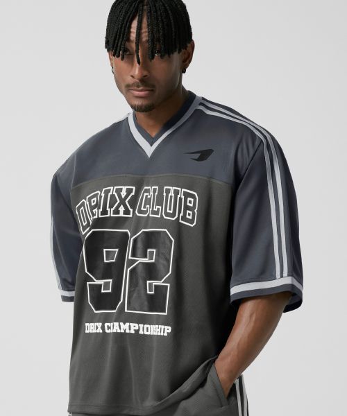 Order DRIX Rugby Track Oversized Mesh Jersey Half Sleeve_Charcoal DRSST51CH