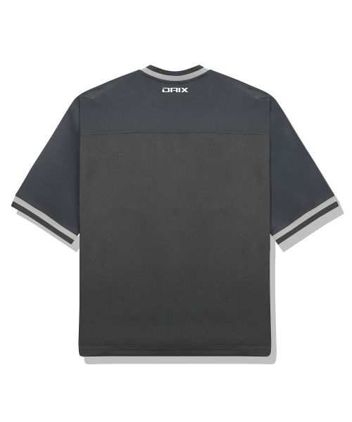 Shop DRIX Rugby Track Oversized Mesh Jersey Half Sleeve_Charcoal DRSST51CH