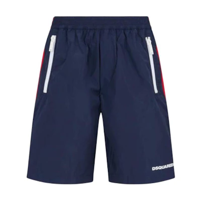 DSQUARED2 90's Urban Elastic Boxer Shorts Navy Blue Casual Shorts. S74MU0814S47858-477