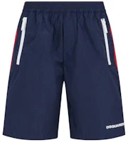 Order DSQUARED2 90's Urban Elastic Boxer Shorts Navy Blue Casual Shorts. S74MU0814S47858-477