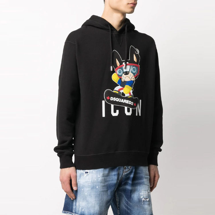 Shop DSQUARED2  Sweater Hitam Logo Kartun Cetak. S79GU0052S25042-900