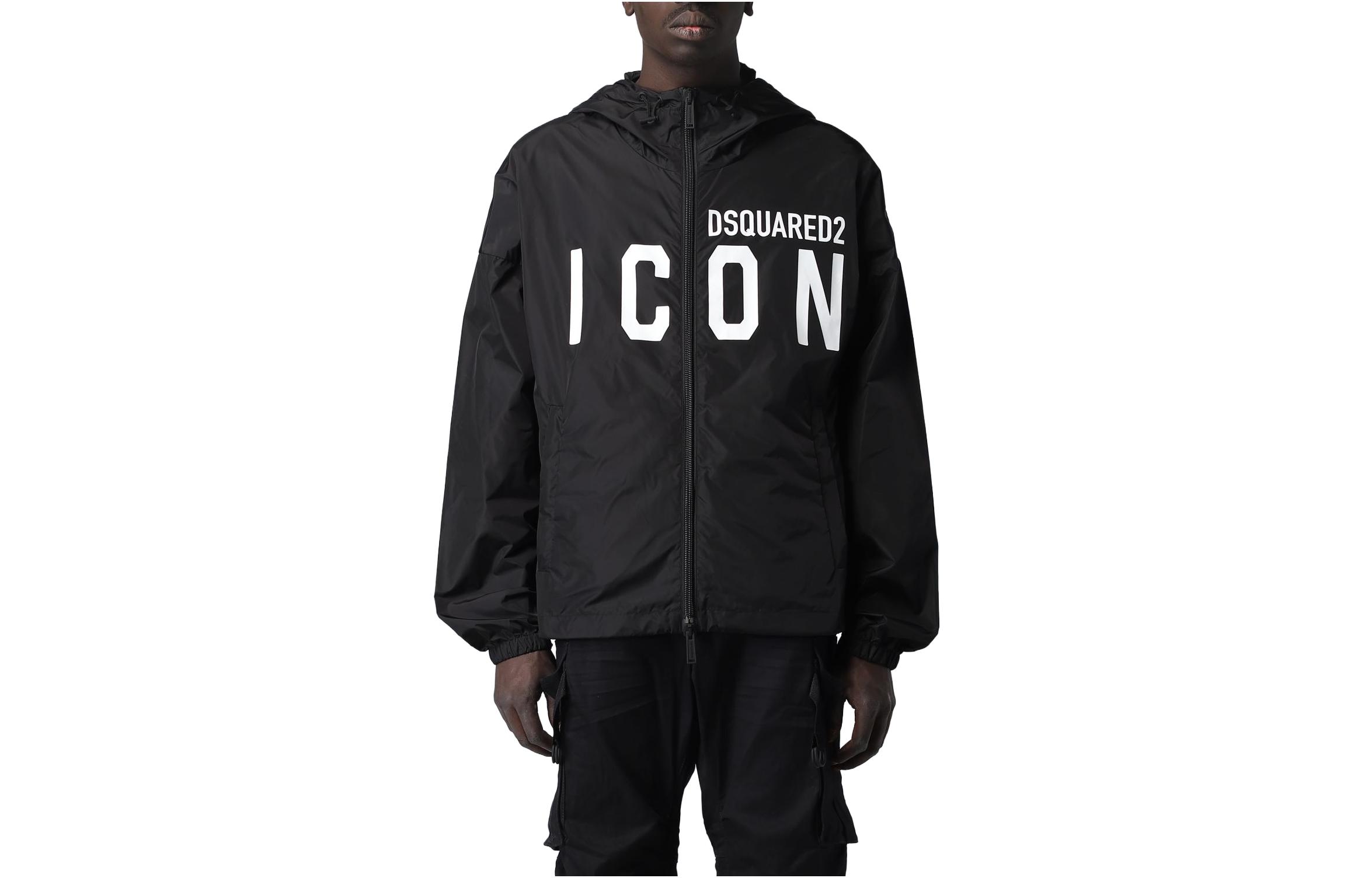 DSQUARED2  Black Colorblock Logo Zip-Up Hooded Loose-Fit Jacket. S79AM0054S53817-900