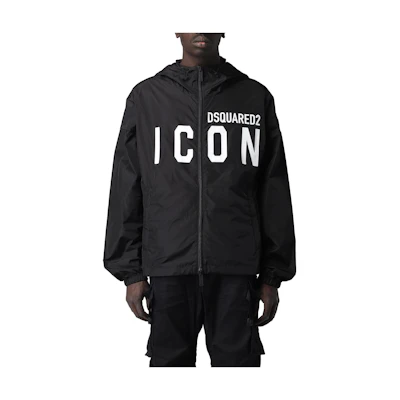 DSQUARED2 Black Colorblock Logo Zip-Up Hooded Loose-Fit Jacket. S79AM0054S53817-900