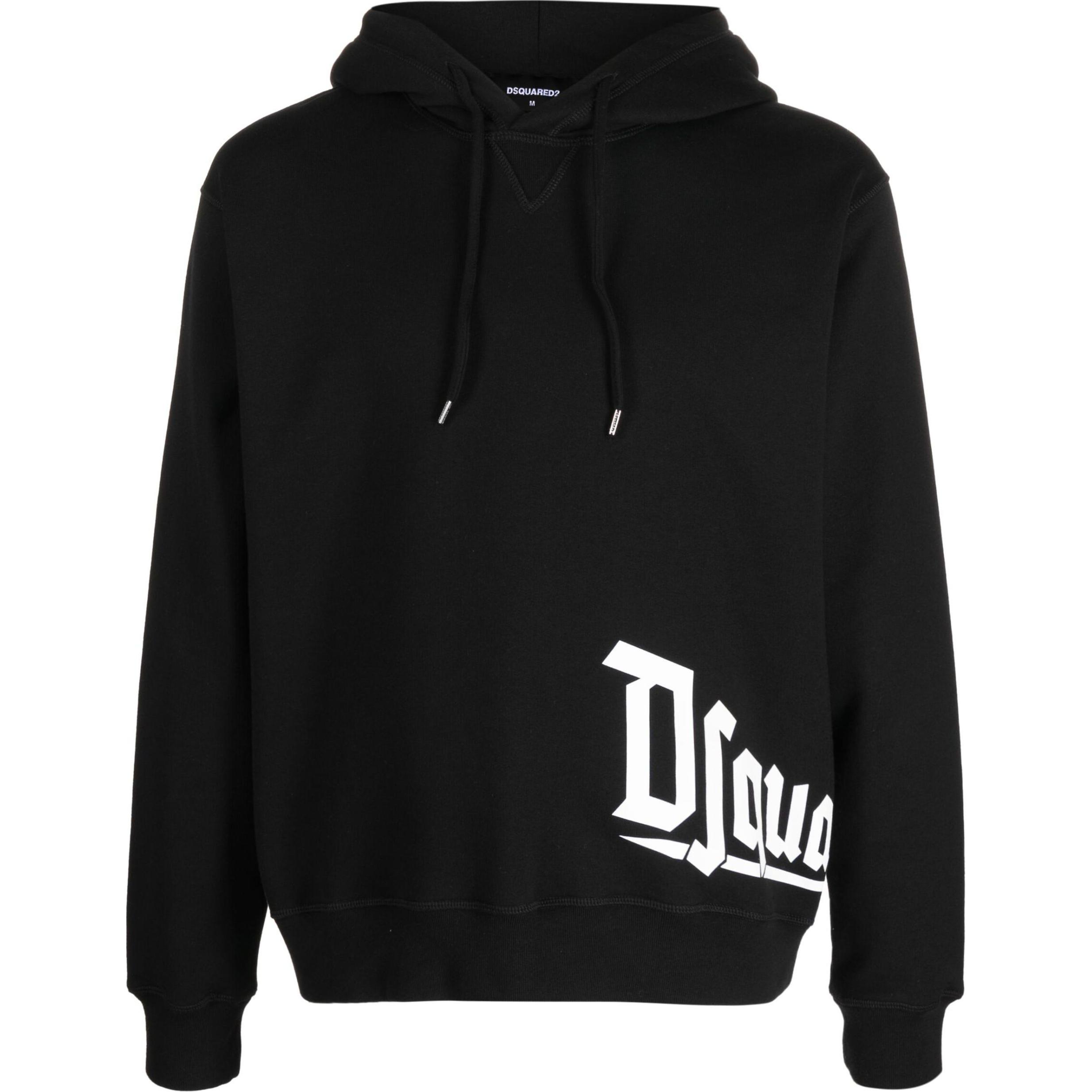 DSQUARED2  Black Hoodie with Letter Logo Print Long Sleeves. S71GU0712S25516-900