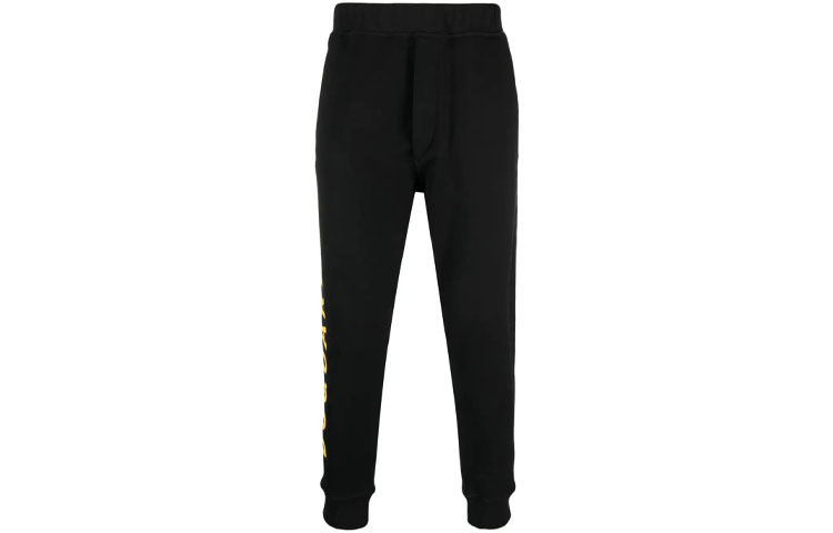 Order DSQUARED2 黑色側標印花鬆緊腰休閒運動褲 S74KB0650S25516-900