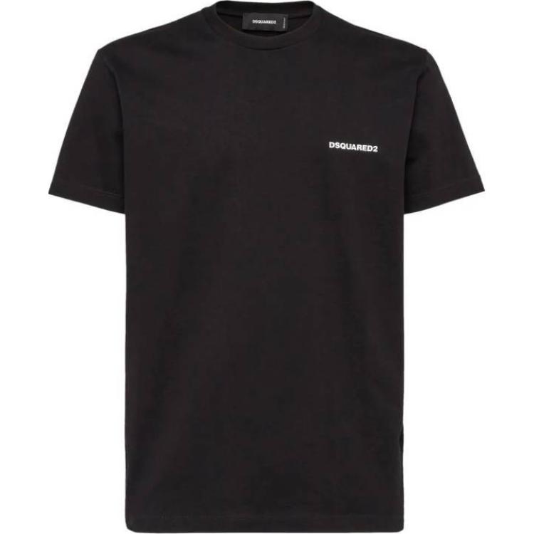DSQUARED2  Black Letter Logo Print Straight-Cut Crew Neck T-Shirt. S74GD1338D20020-900