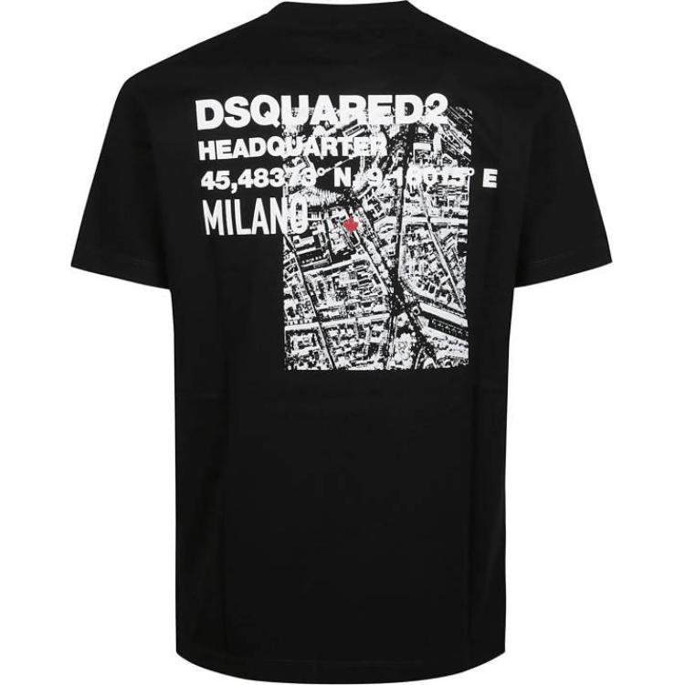 Lookbook DSQUARED2 黑色字母标志印花直筒圆领T恤. S74GD1338D20020-900