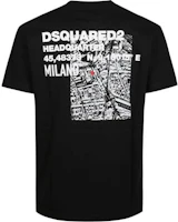 Lookbook DSQUARED2 Black Letter Logo Print Straight-Cut Crew Neck T-Shirt. S74GD1338D20020-900