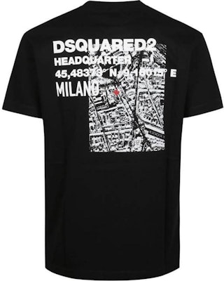 DSQUARED2 黑色字母标志印花直筒圆领T恤. S74GD1338D20020-900 Lookbook DSQUARED2 黑色字母标志印花直筒圆领T恤. S74GD1338D20020-900