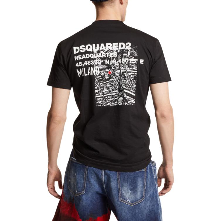 Purchase DSQUARED2 黑色字母标志印花直筒圆领T恤. S74GD1338D20020-900