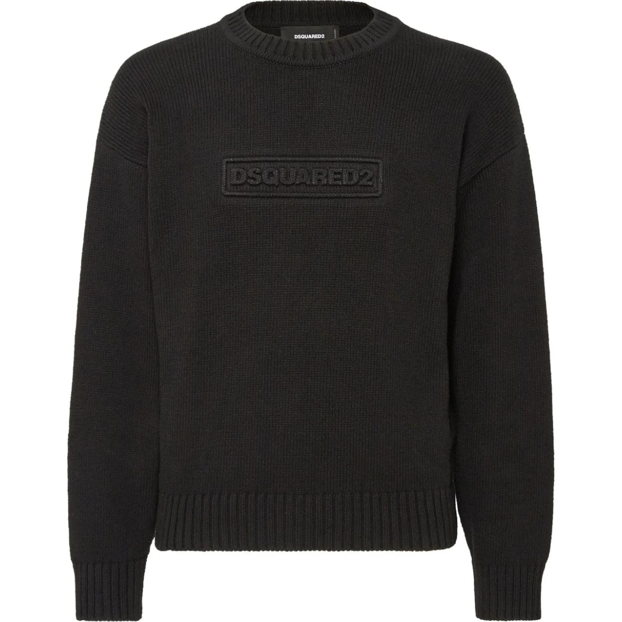 DSQUARED2  Black Logo Crewneck Pullover Sweater Long Sleeve S74HA1475D13029-900