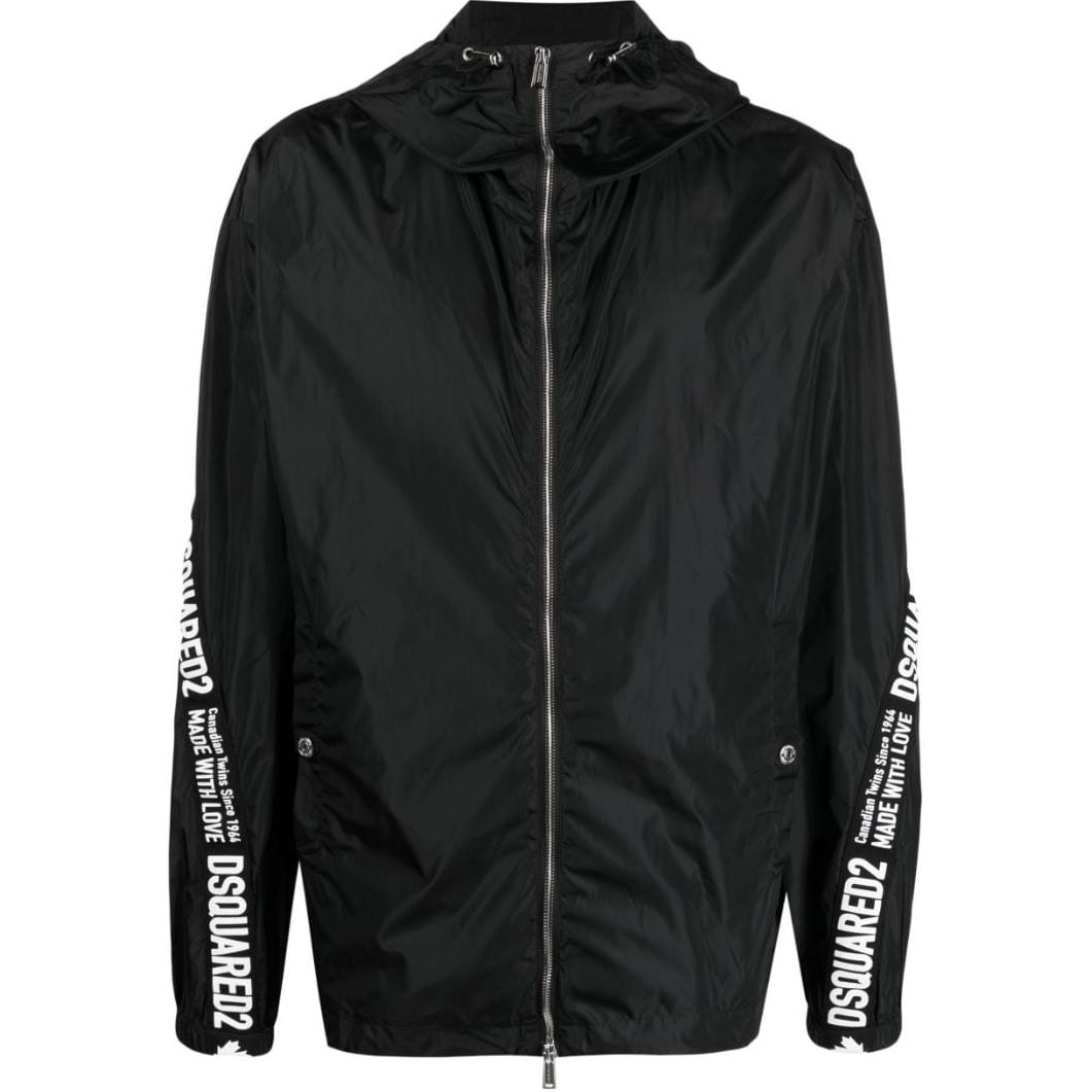 DSQUARED2  Black Logo Zip Hoodie Jacket. S74AM1443S49197-900