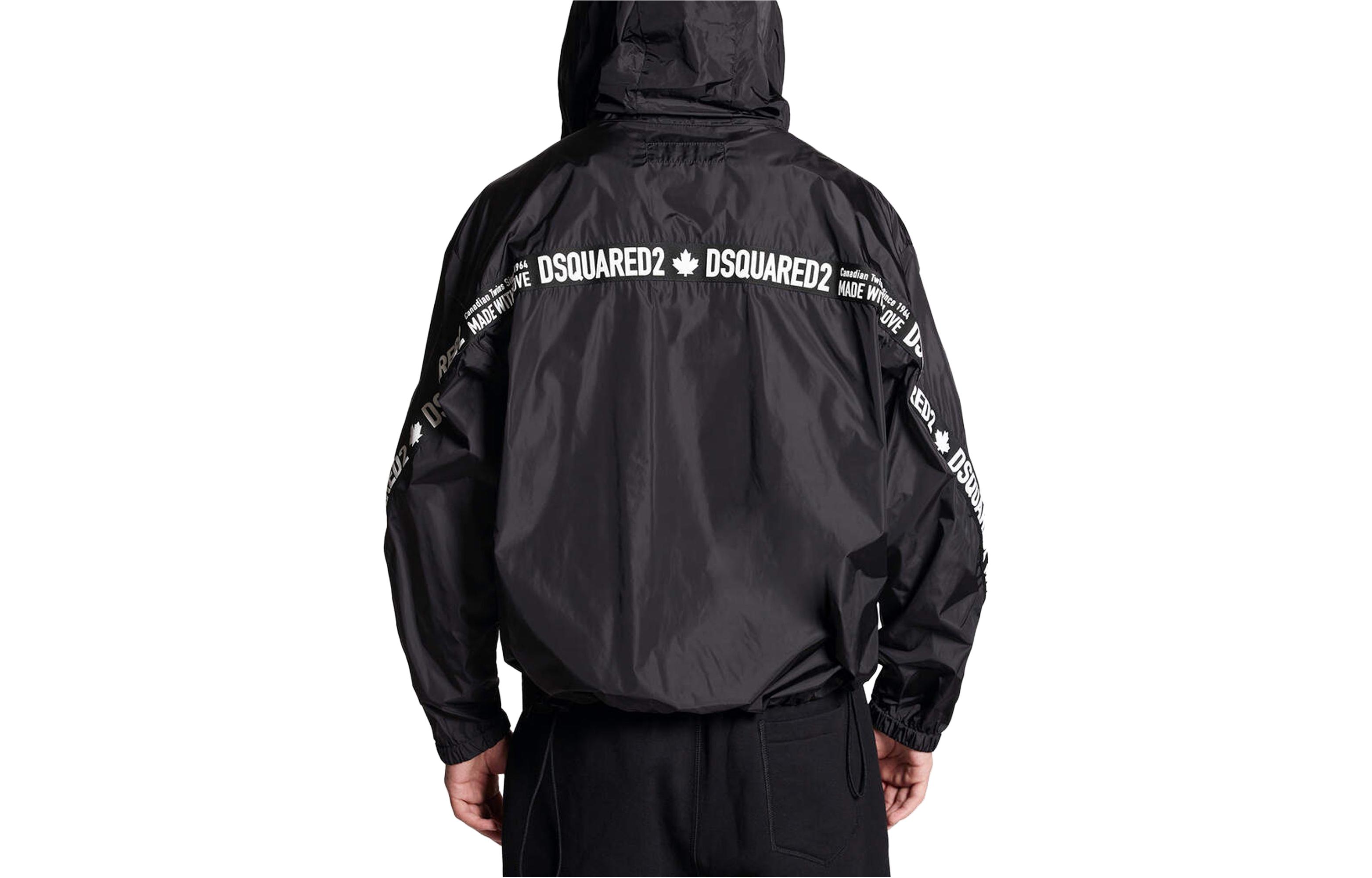 Lookbook DSQUARED2 Jaket Hoodie Zip Logo Hitam. S74AM1443S49197-900