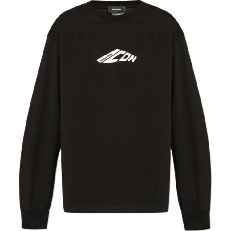 Order DSQUARED2 黑色長袖Logo圓領T恤 S79GC0099D20033-900