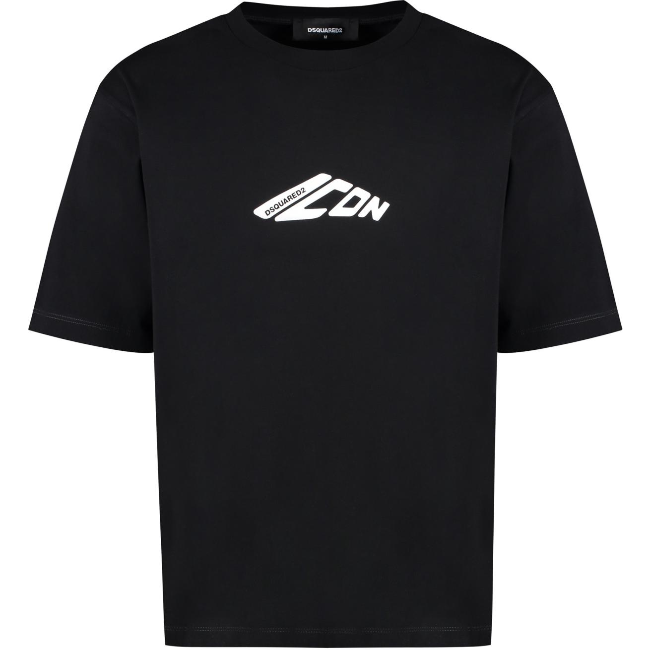 DSQUARED2  Black Loose-Fit Crewneck Logo Print T-Shirt. S79GC0096D20033-900