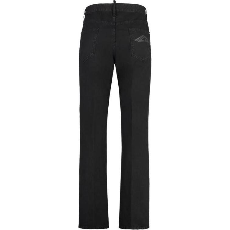 Lookbook DSQUARED2 黑色中腰直筒休閒褲。 S79KA0076D35106-900