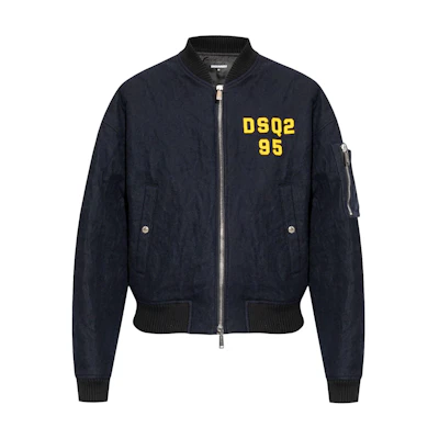 DSQUARED2 Black Oversized Zipper Letter Print Long Sleeve Jacket. S71AN0563S44216-477